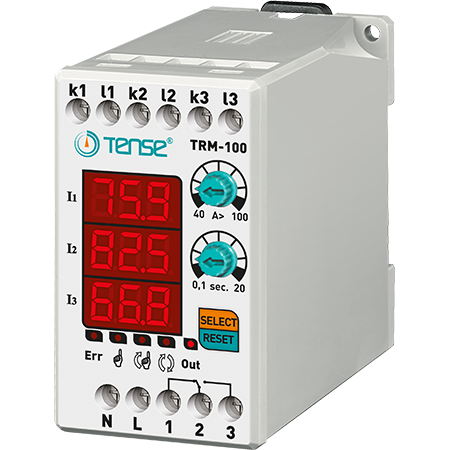 Digital overcurrent relay with 3×3-digit LED display TRM-100