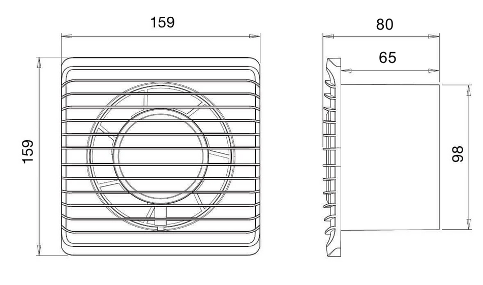 Alize ARS - white wall-mounted axial bathroom / toilet fan white with grille silent 100mm, 90 m3/h, 348562