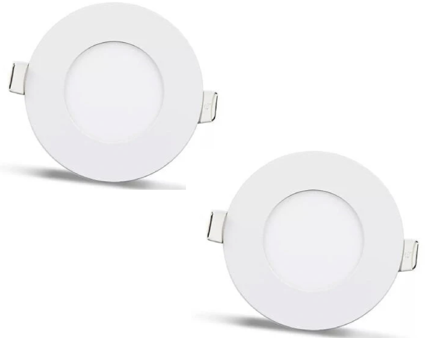 2 pcs - round LED panel 3W / 270Lm warm white built-in (power adapter included) 3200K YL10-0301