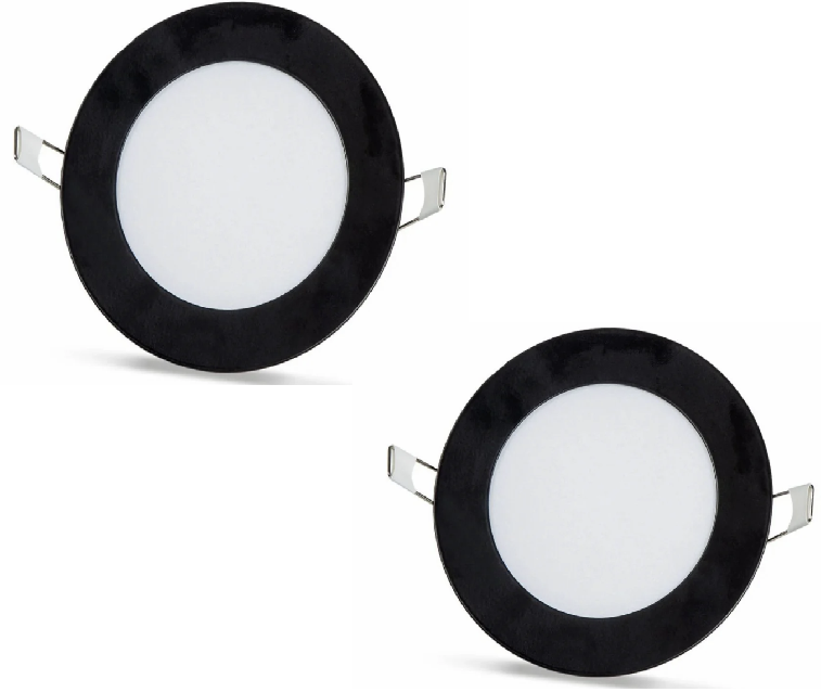 2 pcs - round LED panel 6W / 540Lm cool white black frame built-in (power adapter included in the package) 6500K YL10-0600-S