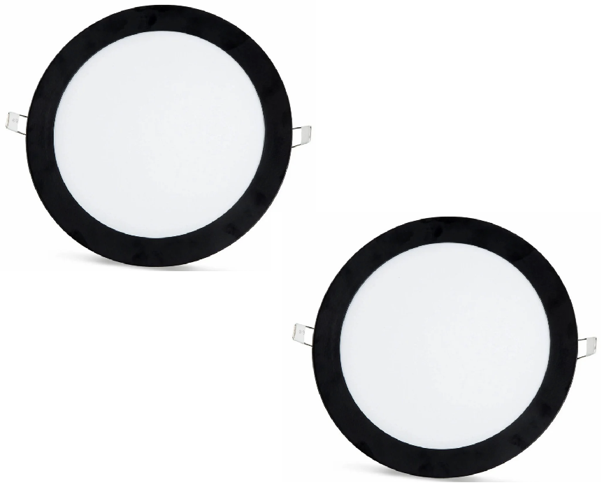 2 pcs - SLIM LED panel black frame cool white /6500K 18W / 1620Lm round built-in (power adapter included) 6500K YL10-1800-S