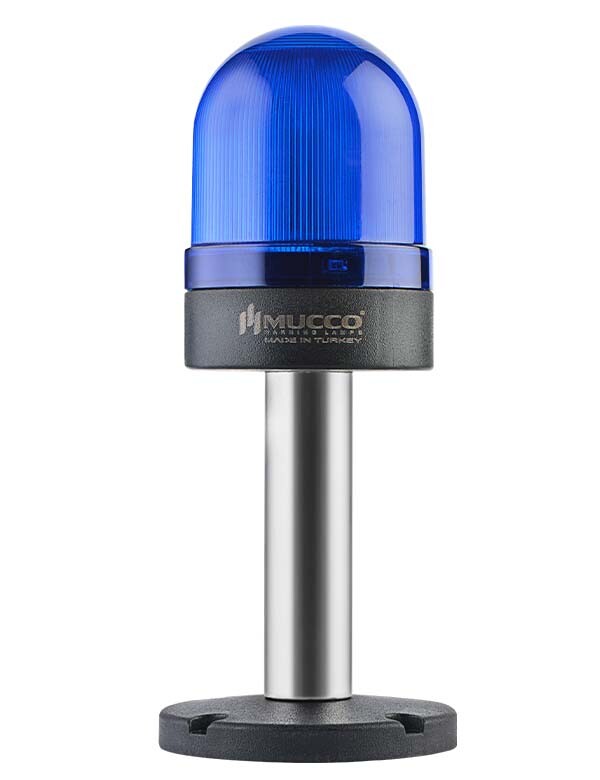 BLINKING ø70 NUT CONNECTION. SIGNALING BLINKER WITH SOUND, 40-250V AC/DC, BLUE WITH 10CM EXTENDED TUBE, SNT-S725-FB-4-10T